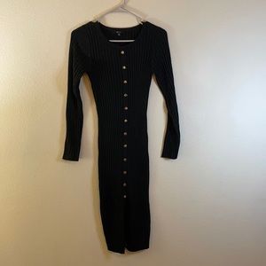 Long sleeve black body con dress